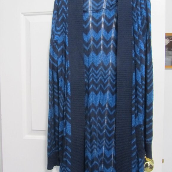 MISSONI for Target 2011 L Navy & Blue Zig Zag Chevron Long Cardigan Sweater - Picture 3 of 5